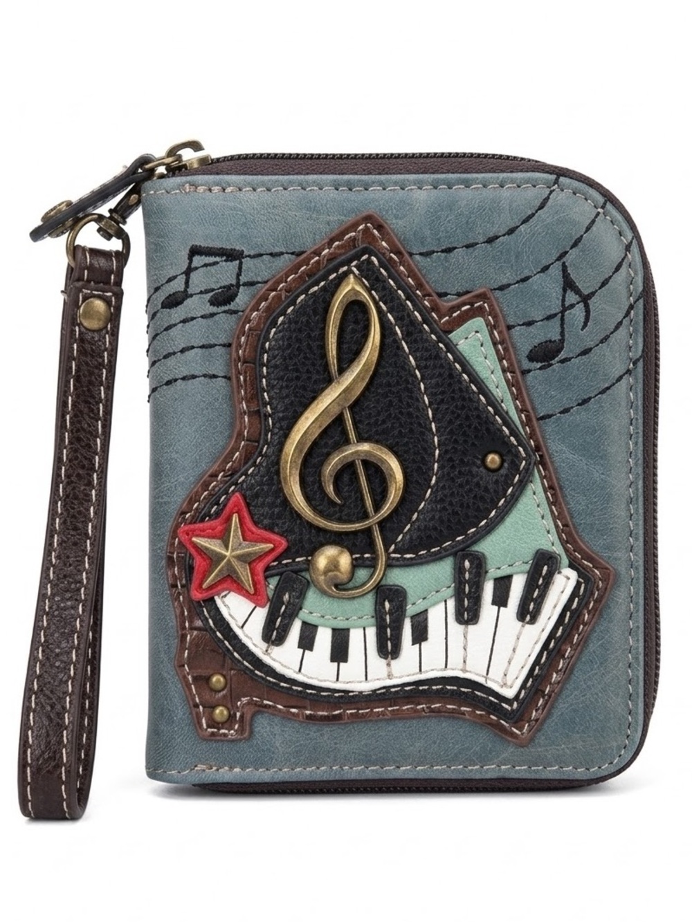 Chala Zip Around Wallet PIANO Music Note Rock Style Wallet NWOT
